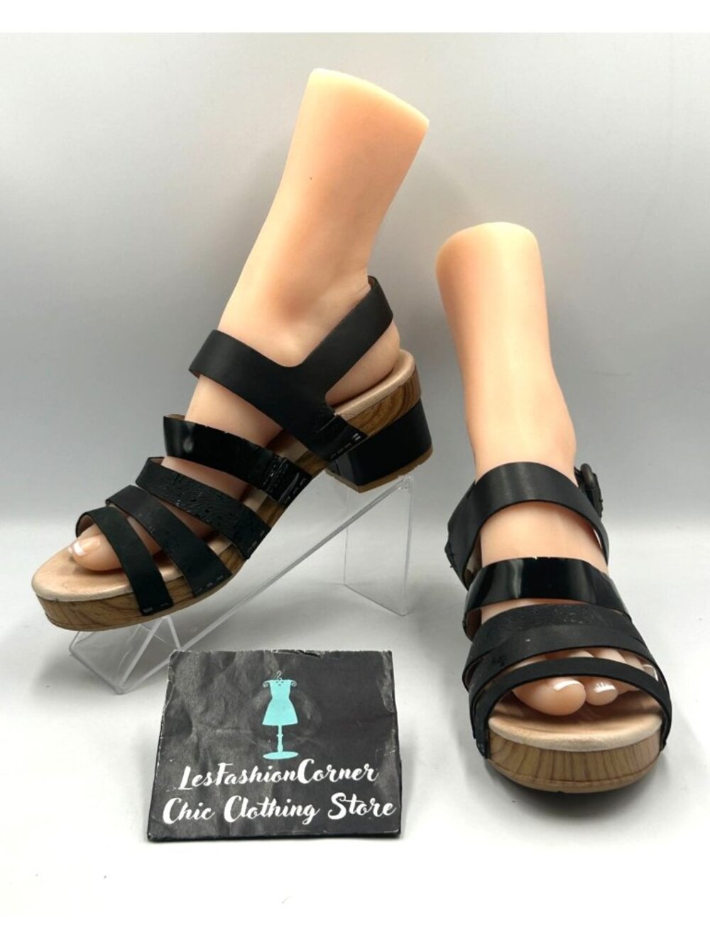 Dansko Women's Black Leather Maribeth Sling Back Heel Sandal Size 8.5 (39) 3486